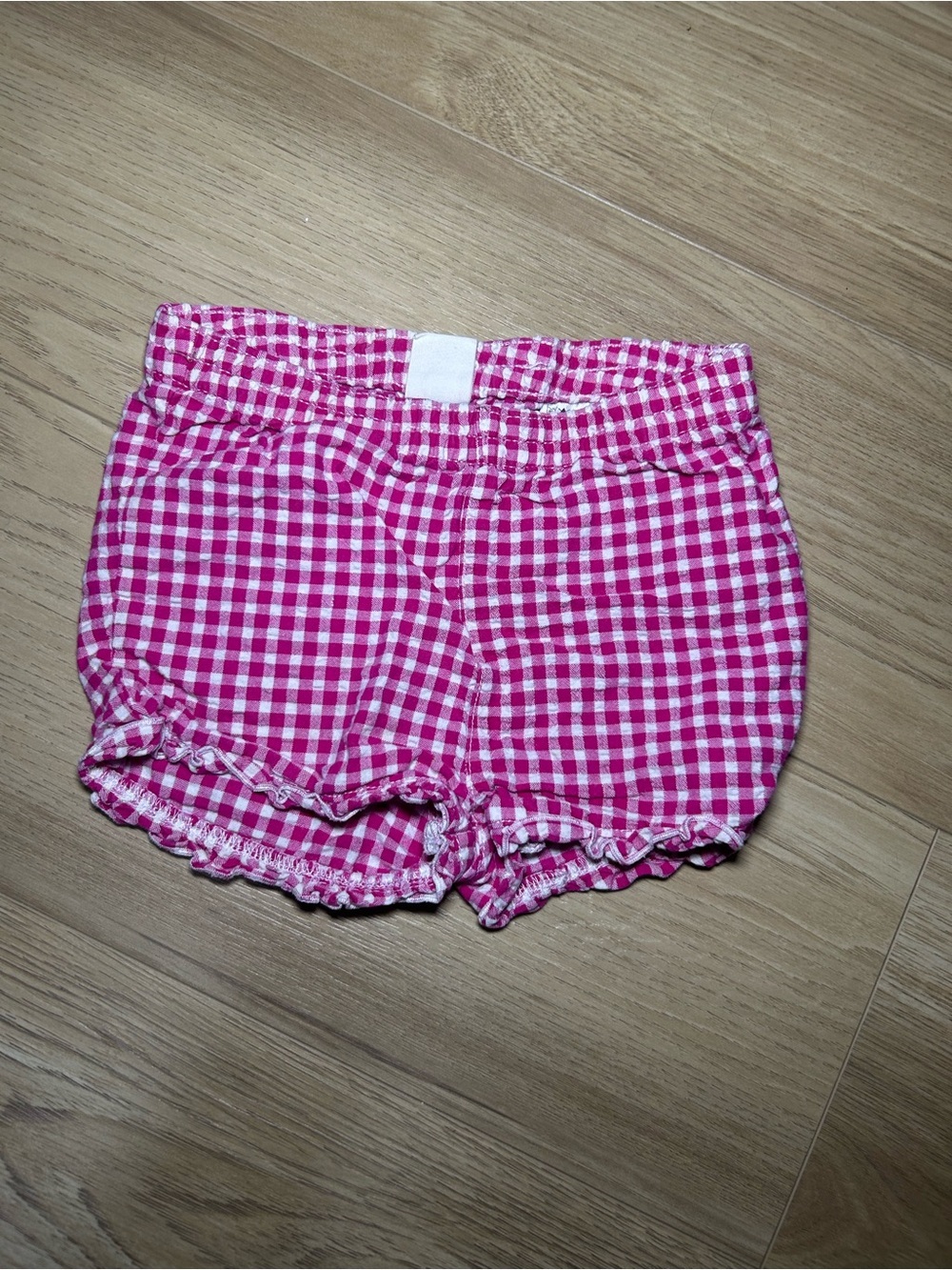 H&M Pink and White Gingham Ruffle Waist Shorts